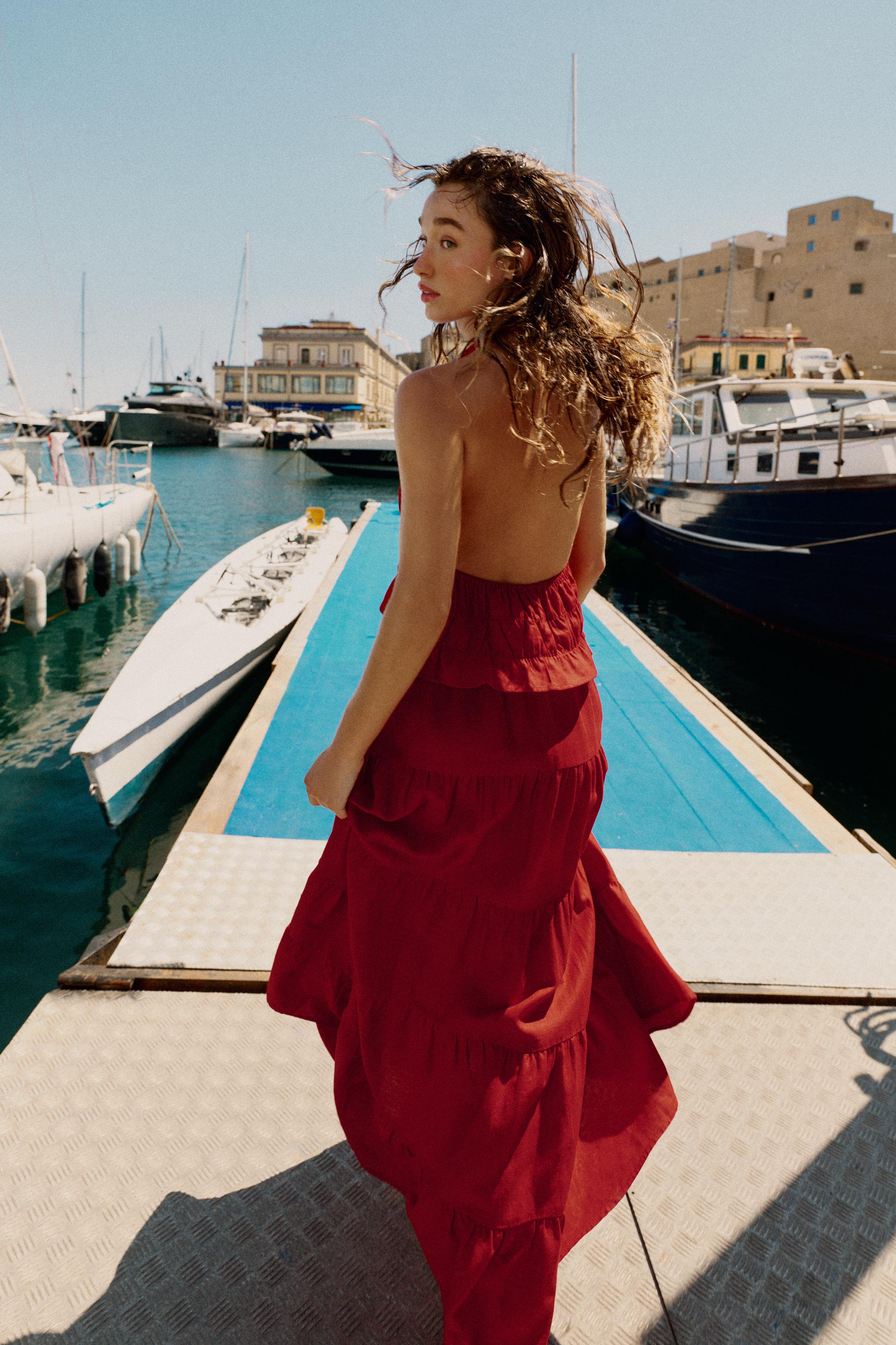 LINEN BLEND RUCHED MIDI SKIRT